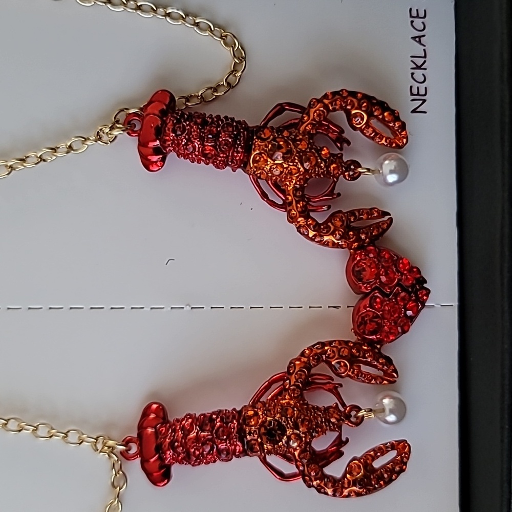 Betsey Johnson Gold and Red Lobster Best Friend Necklace Set - Picture 5 of 6